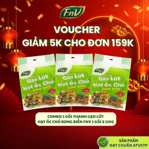 Combo 3 gói thanh gạo lứt rong biển hạt óc chó ăn vặt không đường ít calo FNV 3 gói x 120g