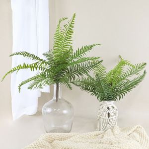 DGTHE พลาสติกทำจากพลาสติก พืชเฟิร์นเปอร์เซียประดิษฐ์ เหมือนจริงจริง สง่างามเรียบหรู ต้นไม้ปลอมปลอม ตกแต่งแจกัน DIY สีเขียวอ่อน ใบเฟิร์นบอสตัน สำหรับตกแต่งบ้านสวน