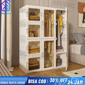 Lemari Baju Transparan 12 Box 2 Gantungan Baju Lemari Baju Minimalis Kabinet Lipat Serbaguna