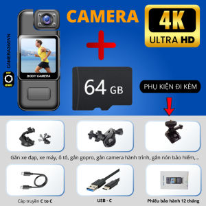 Máy Quay Hành Trình Xe MáyVideo 4K-60fps sắc nétChống rυng - Camera Mini Không Dây Cầm Tay