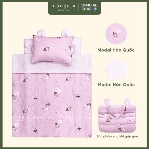 [ĐỆM CHẦN CỐ ĐỊNH -  Chăn to] Bộ chăn gối cho bé mầm non gấp gọn 5 trong 1 Mangata Bedding size 70x120cm 70x140cm bộ túi ngủ cho bé
