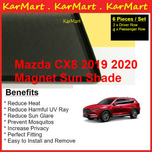 KarMart Mazda CX8 CX-8 2019 - 2025 UV Cut MAGNET Sun Shade Custom Fit Magnetic Sunshade 6pcs/set