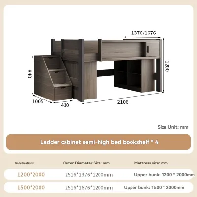 [Pre-order]Half height storage bed home small unit boys and childrens bed combination under bed desk wardrobe integrated half height storage bed