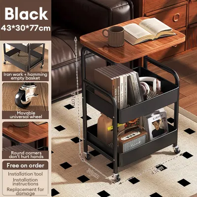 Small trolley bedside table movable side table snack storage rack home floor bedside coffee table
