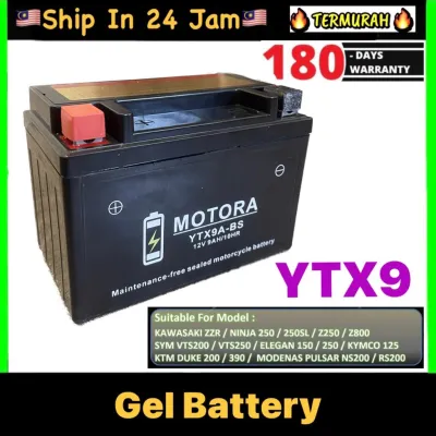 YTX9-BS YTX9A Battery YTX9 NS200 RS200 VTS200 250 DUKE200 250 ELEGAN NINJA 250 PULSAR Z800 Z900 GSF400 DUKE KTM VTS