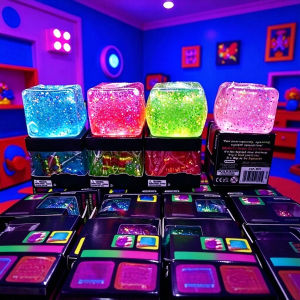 Glow In Dark Glitter Cube Squishy Slow Rebound TPR Fidget Toy Stress Relief Squeeze Sensory