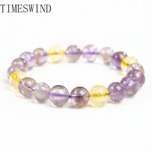 Authentic Crystal Amethyst Yellow Quartz Purple Beaded Women Bracelet Anniversary Gift Fine Jewelry with Certificate