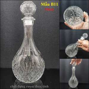 Vỏ Chai Rượu Đẹp 750ml thủy tinh cao cấp mẫu giọt nước hoa văn lá nổi – Chai Thủy Tinh Đựng Rượu chưng bàn ăn sang trọng (B11)
