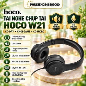 Tai nghe chụp tai hỗ trợ mic phù hợp học online chơi game cho điện thoại và máy tính tặng tai nghe 3.5 chính hãng hoco