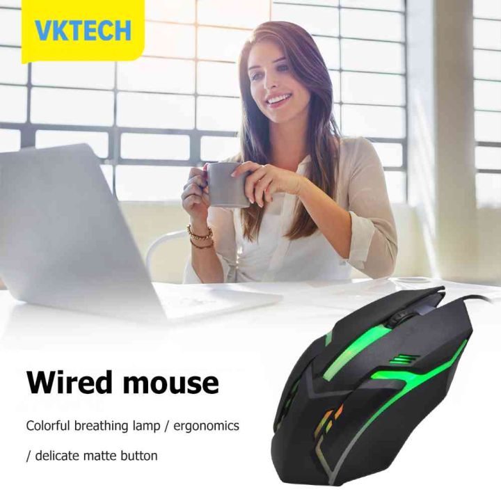 [Vktech] 120cm USB 5500dpi 2 Buttons Led Wired Mice Ergonomic Business ...