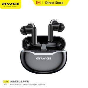 หูฟังไร้สาย Awei T50 บลูทู ธ 5.3 DNS โทรยกเลิกเสียง HiFi เสียงสเตอริโอดนตรีหูฟัง IPX6 กันน้ำพร้อมไมโครฟสำหรับโทรศัพท์มือถือ Android ซัมซุง iPhone