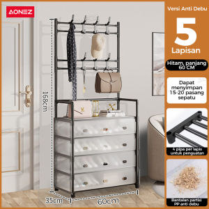 AONEZ Rak Sepatu + Hanger Tas Topi / Stand Hanger Rak Sepatu Penyimpanan / Rak Sepatu + Stand Topi