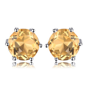 JewelryPalace Birthstone Round Natural Garnet Blue Topaz Amethyst Peridot White Topaz Citrine 925 Sterling Silver Stud Earrings for Women Fashion Jewelry