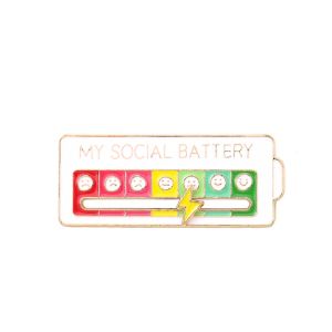 My Social Battery Sliding Enamel Pins Creative 7 Days Mood Switching Brooch Collar Jewelry Pin Gifts