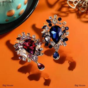 [COD] Big House Fashion Retro Luxury Crystal Water Droplet Pendant Brooches For Women Clothing Coat Jewelry Accessries Gifts
