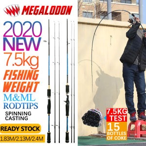 Megalodon 2020 new fishing Rod Spinning/Casting Fishing Rod Carbon Fiber Fishing Rod 2 rod tips M+ML 1.83M/2.13M/2.4M