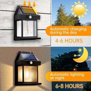 PROMO LAMPU DINDING SOLAR TEMBOK TAMAN TENAGA SURYA MATAHARI OUTDOOR LED - WARM KUNING waterproof