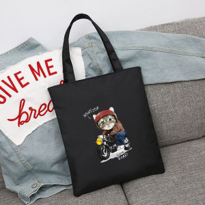 Students Pocket Canvas Tote Bag Shoulder ToteBag Korean Style Tote Bag Aesthetic F9YY