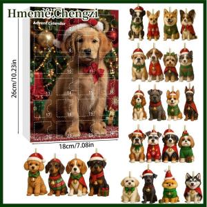 Hmeme Dog Advent Calendar 2025 2D Acrylic Dog Pendant Christmas Tree Decor 24 Days Christmas Countdown Calendar Gift For Dog Lovers
