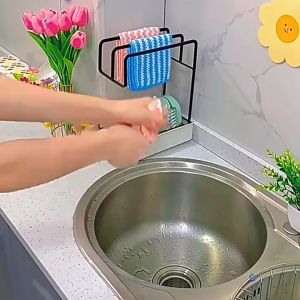 Dishcloth Rack Kitchen Sink Organizer 2 Layers Drain Multi-Functional Wall-Mounted Sponge Holder Towel Dapur Rak