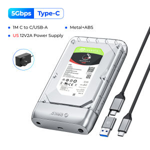 ORICO 3.5 inch Ổ đĩa cứng gắn ngoài trong suốt Type-C vỏ bọc ổ cứng kim loại vỏ HDD hỗ trợ ngủ tự động