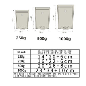 [clearance]50PCS Stand Up Pouch Coffee Bag with  Ziplock and Air Valve for Coffee Beans Nutdried Tea Leaf Food Storage Packaging Bag