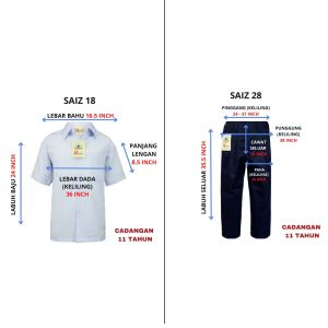 🔸UP003 / UP009 / PB001B - Combo Deal Sepasang ~ Kemeja Putih Pendek Licin + Seluar Panjang Rendah / Baju Sekolah Unipro