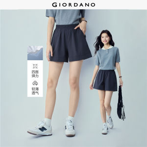 Giordano Beau Monde Women 4-way stretch seam detail elastic waist shorts Free Shipping 13406210