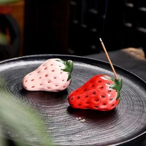 TKC28 Cute Strawberry Line Incense Holder Cartoon Mini Fruit Aromatherapy Rack Creative Unique Strawberry Candle Holder Home
