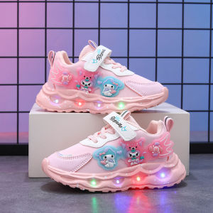 New 2024 Berlampu Kasut Priness Budak Perempuan Kid Girl Sports Shoes LED Light Up Elsa Shoes