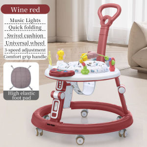 Baby walker seat can rotate 360° multi-functional anti-rollover one-year-old baby walker with handle