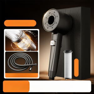 หัวฝักบัวอาบน้ำแบบพกพา ติดตั้งง่าย ใช้ได้ทั้งบ้านและโรงแรม ดีไซน์กะทัดรัด หัวฝักบัวแรงดัน เกียร์ห้า น้ำตก ฝนหนา หัวฝักบัว ชุดหัวฝักบัวอเนกประสงค์ 5 โหมด ให้น้ำแรงสม่ำเสมอ แผ่นกรองเปลี่ยนได้ ใช้ง่ายไม่ต้องใช้อุปกรณ์