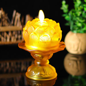 SXH Colored Glaze Electric Candle Lamp LED Household Charging Simulation Butter Sanctuary Lamp for Buddha Worship Method Meeting Buddha Front Lantern