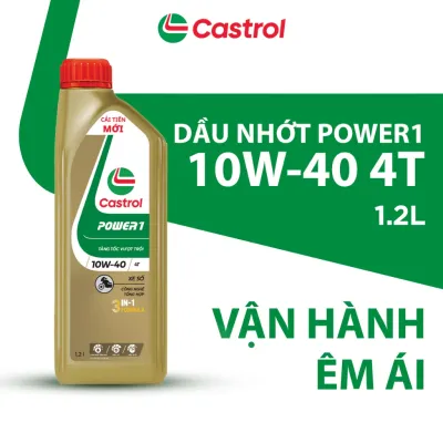 Nhớt Castrol Power 1 10W40 mẫu mới cao cấp dành cho xe số côn tây chính hãng [Mua 5 tặng 1 phểu]
