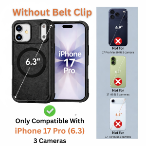 Rugged Magnetic Phone Case Compatible with iPhone 17 / 17 Pro / 17 Pro Max | Triple-Layer Shockproof | Case Only/Holster