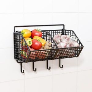 Kệ Để Đồ Nhà Bếp Nhà Tắm Giá Đựng Hành Tỏi Đồ Khô Dán Tường Tặng Miếng Dán