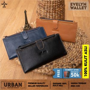 Dompet Wanita ALONA EVELYN WALLET Kulit Sapi 100% Dompet Panjang Cewek 2 Resleting Import Terbaru
