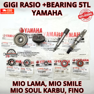 GIGI RASIO SET + BEARING 5TL YAMAHA MIO LAMA MIO SMILEMIO SOUL KARBU FINO Kualitas original Presisi tidak bengkok dan awet anti karat ori asli YGP cakram disk