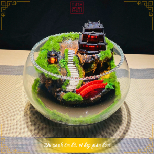Thác Nước Phong Thủy Tiểu Cảnh Thiền Sư Bái Phật Cao Cấp Deco Trang Trí Quà Tặng Ý Nghĩa Thiền Định