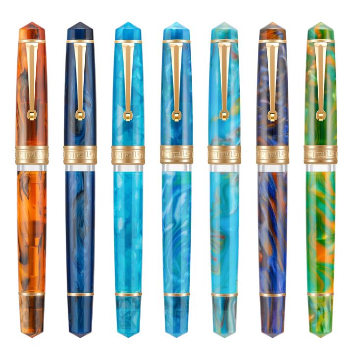 Majohn P136 Metal Copper Piston Resin Fountain Pen 20 Ink Windows EF/F