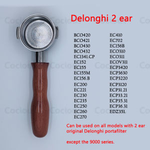 Cocious Coffee Accessories Delonghi Bottomless Portafilter Stainless Steel 51mm 2/3 Ear Stainless Steel Single-Layer Basket Solid Wood Handle