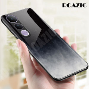 ROAZIC For VIVO V50 Lite/VIVO V50 Lite 5G Phone Case Gradient Starry Luxury Slim Tempered Glass Casing Soft Silicone Edge Shockproof Cover LS03