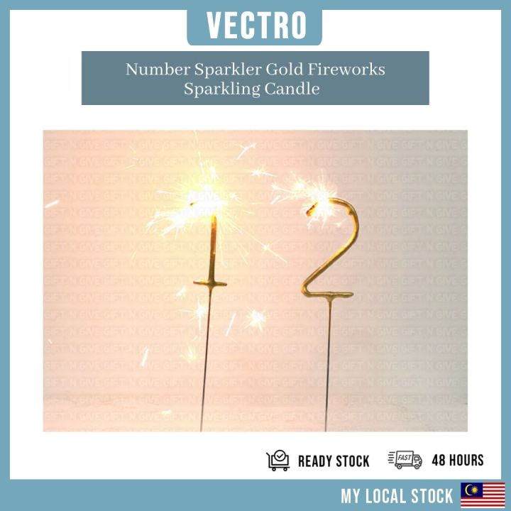 Gold Number Firework Spark Candle | Golden Age Year Sparkler Sparkling ...