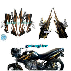 STIKER STRIPING LIS BODY TIGER REVO TAHUN 2013 WARNA FULL HITAM GOLD STANDAR