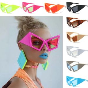 DSFYG UV400 Oversized Cat Eye Sunglasses Big Frame Y2K Wide Legs Sun Glasses Lightweight Leopard Print Red Shades Eyewear