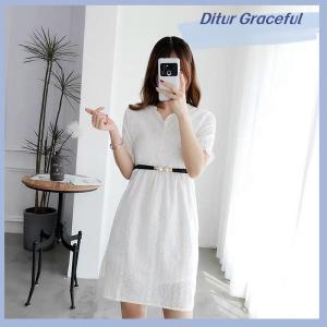 Ditur เข็มขัดหนัง PU หัวเข็มขัดมุกชุดเดรสกระโปรงเอวบางยืดหยุ่นสำหรับผู้หญิงเข็มขัดสายรัดเอว