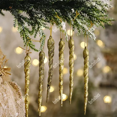 12 Pcs/Pack Christmas Simulation Icicle Ornaments Xmas Tree Hanging Fake Ice Pendant Christmas decor