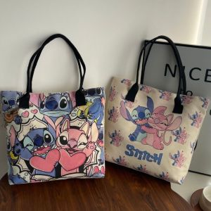 DYJKOUG Canvas Stitch Shoulder Bag Versatile Large Capacity Cartoon Handbag Casual Storage Bag Tote Bag Girls