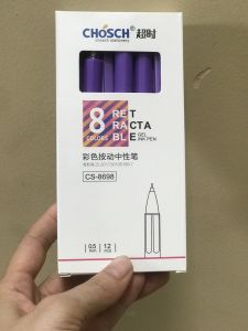 Hộp 12 Cây Viết Gel Nước Bấm Chosch 8698 Ngòi 0.5mm tímxanhđỏđen
