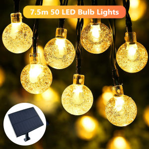 7.5M 50LED Solar Crystal Bubble Ball Light Outdoor Waterproof Fairy Lights For Garden Party Decorations Holiday Lighting